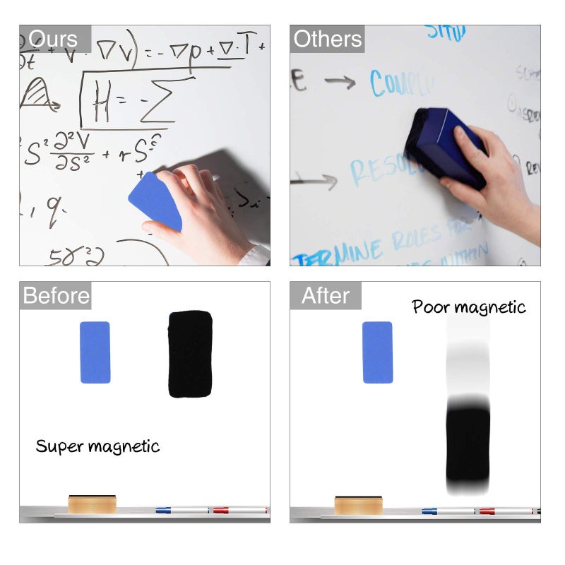 OWLKELA Magnetic Dry Erase Erasers  Assorted  White Board Erasers  4 Pack  Dry Erase Board Erasers  Magnetic Whiteboard Eraser - Image 3